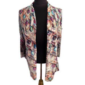 Peck & Peck, Vibrant Colorful, Open Front Jacket, Size Large